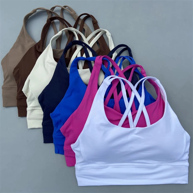 Cross Straps Sports Bra Women Gym High Support Yoga Vest