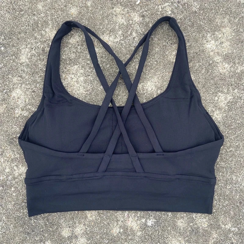 Cross Straps Sports Bra Women Gym High Support Yoga Vest