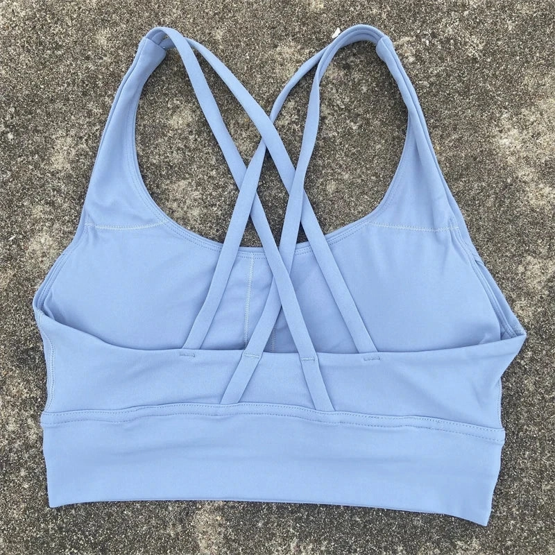 Cross Straps Sports Bra Women Gym High Support Yoga Vest