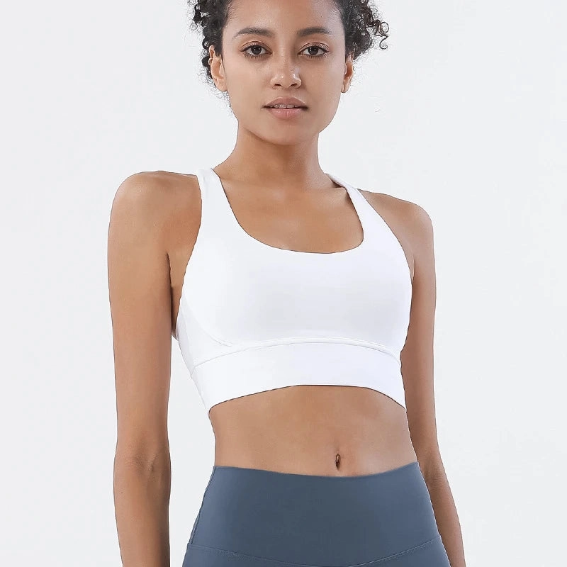 Cross Straps Sports Bra Women Gym High Support Yoga Vest