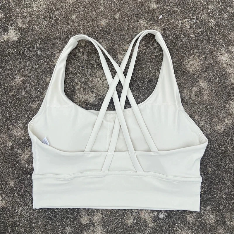 Cross Straps Sports Bra Women Gym High Support Yoga Vest