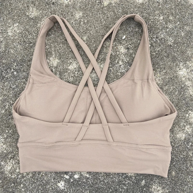 Cross Straps Sports Bra Women Gym High Support Yoga Vest