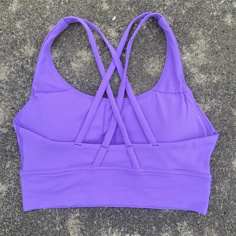 Cross Straps Sports Bra Women Gym High Support Yoga Vest