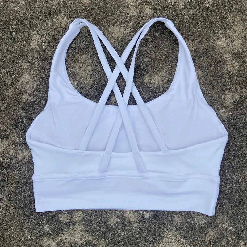 Cross Straps Sports Bra Women Gym High Support Yoga Vest