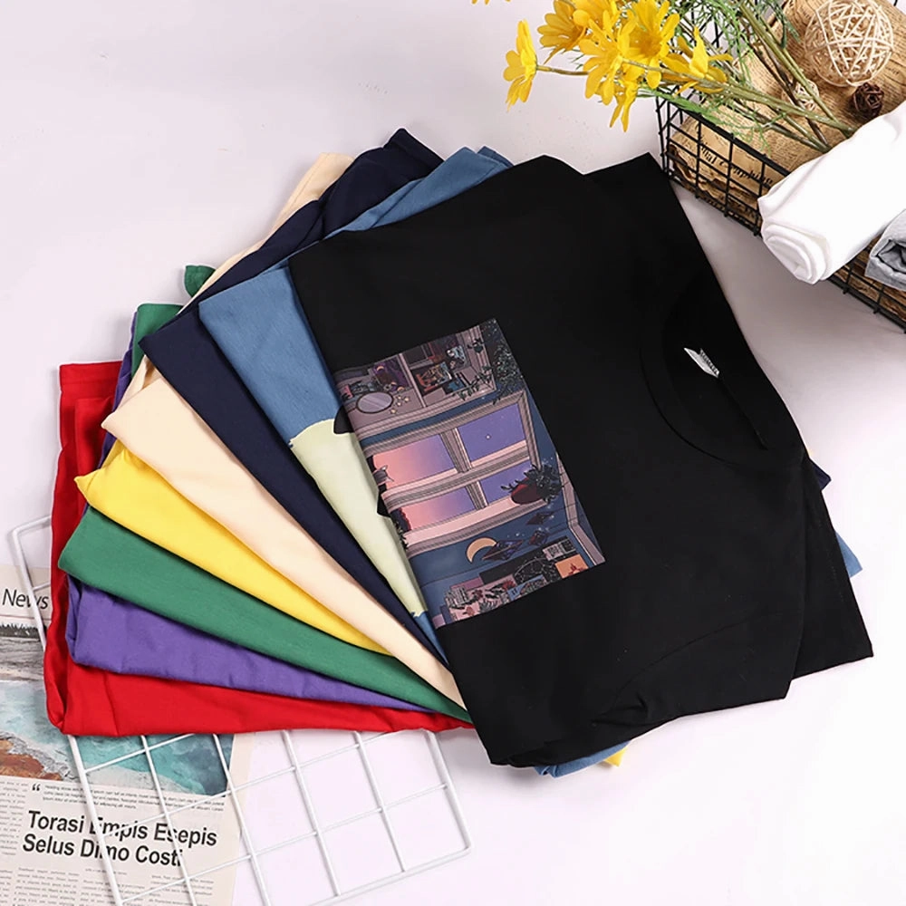 Cute Cat & Coffee Graphic Tee for Women ?C Summer Hip Hop Style Soft & Breathable Short Sleeve T-Shirt