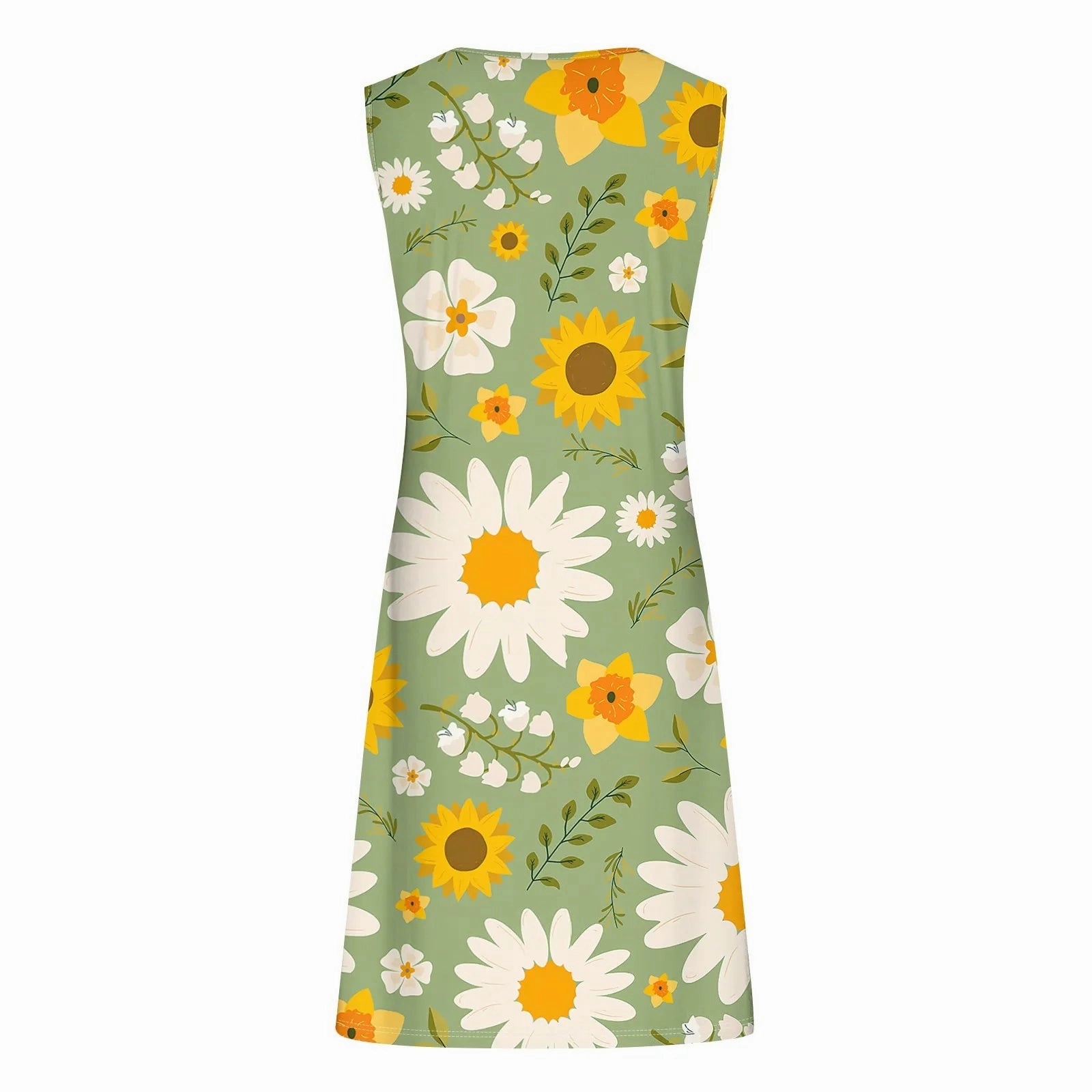 Cute Floral Fashion V-Neck Summer Dress Sleeveless Elegant Skirts