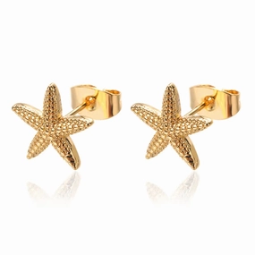 Cute Summer Starfish Stainless Steel Stud Earrings for Women