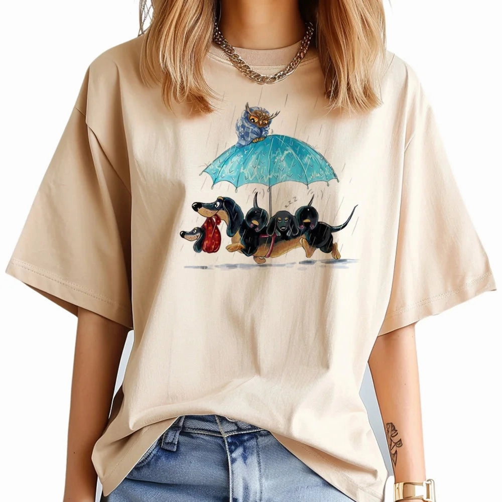 Dachshund t-shirts women funny harajuku top female 2000s clothing