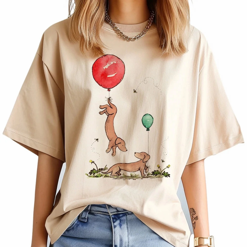 Dachshund t-shirts women funny harajuku top female 2000s clothing