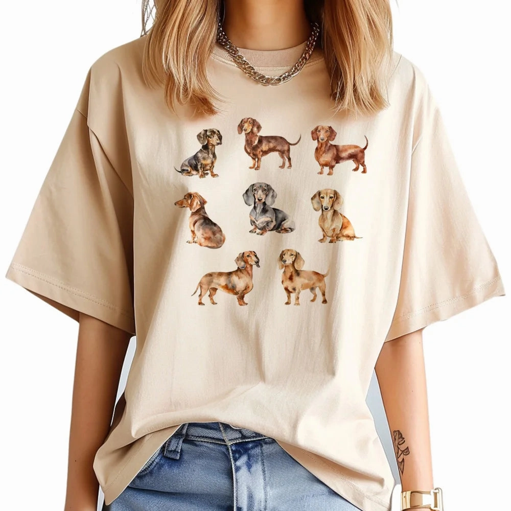 Dachshund t-shirts women funny harajuku top female 2000s clothing