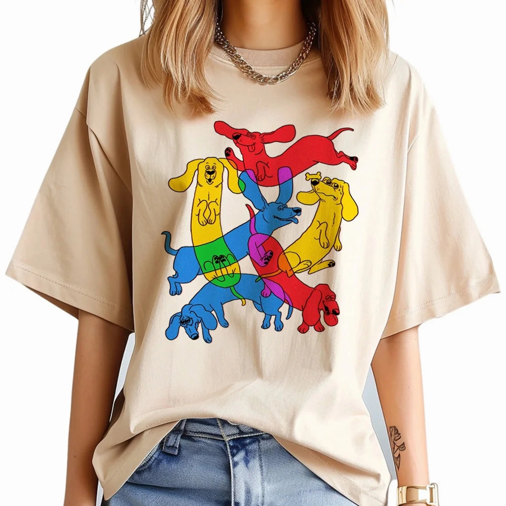 Dachshund t-shirts women funny harajuku top female 2000s clothing