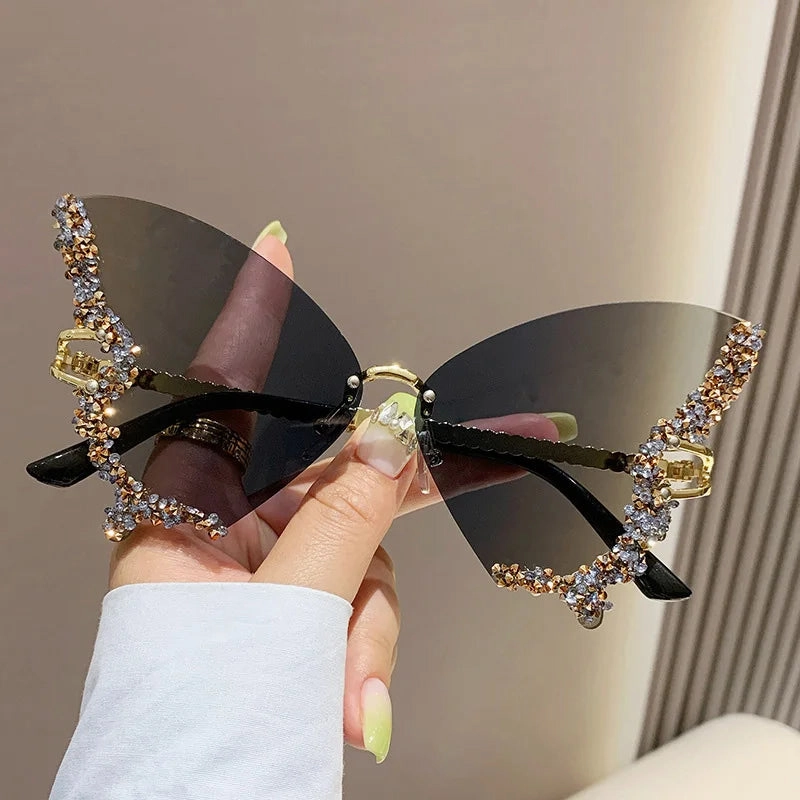 Diamond Butterfly Sunglasses UV400 Elegant Women's Fashion Eyewear