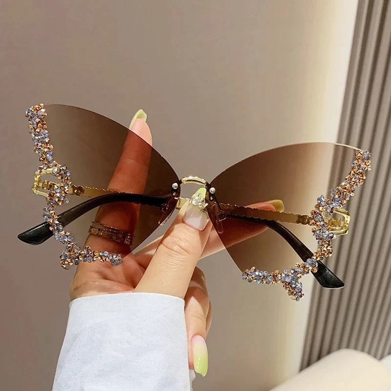 Diamond Butterfly Sunglasses UV400 Elegant Women's Fashion Eyewear