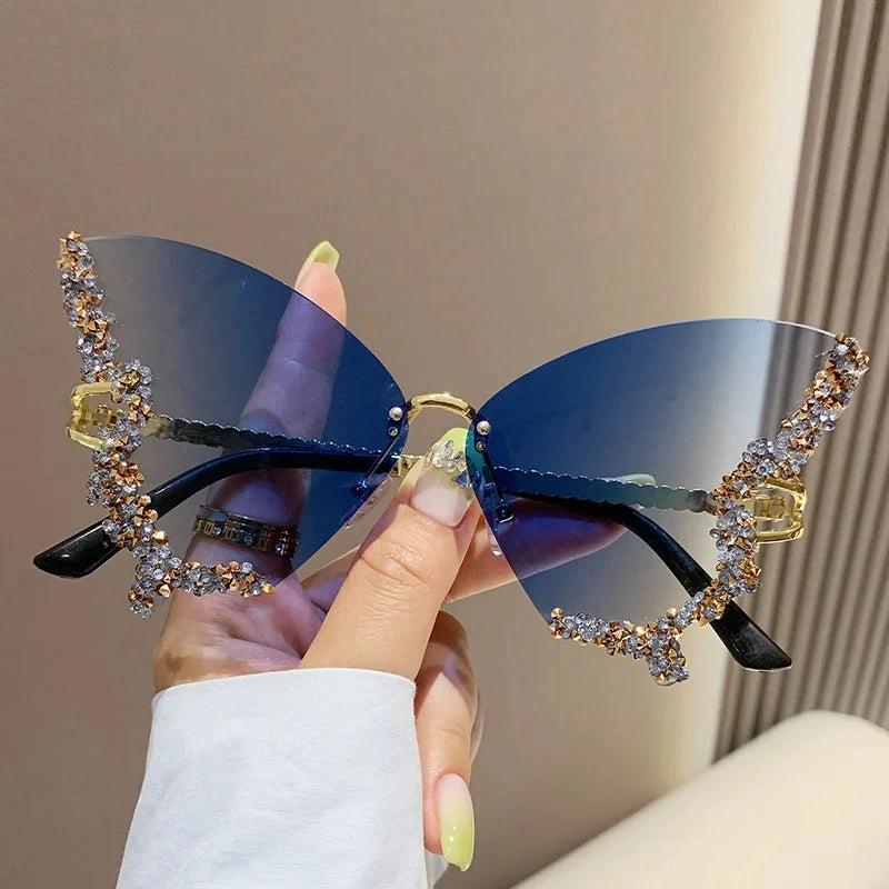 Diamond Butterfly Sunglasses UV400 Elegant Women's Fashion Eyewear