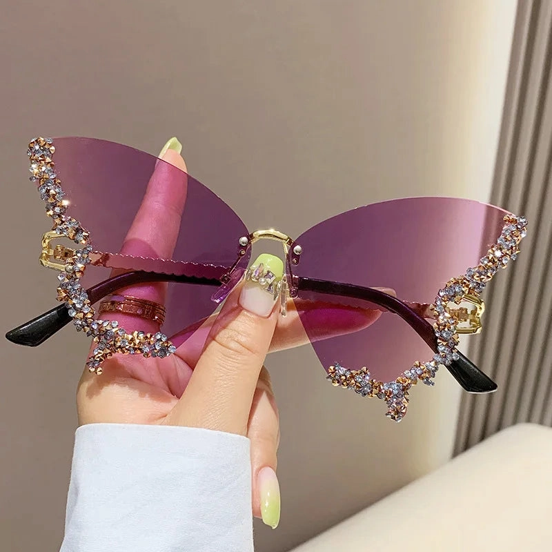 Diamond Butterfly Sunglasses UV400 Elegant Women's Fashion Eyewear