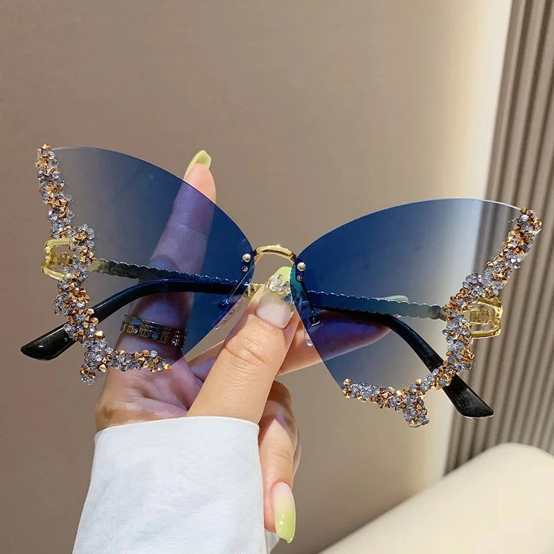Diamond Butterfly Sunglasses UV400 Elegant Women's Fashion Eyewear