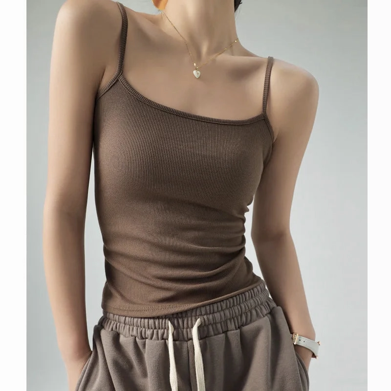 DOIAESKV Summer Basic Tanks Spaghetti Strap Camisole Tops for Women