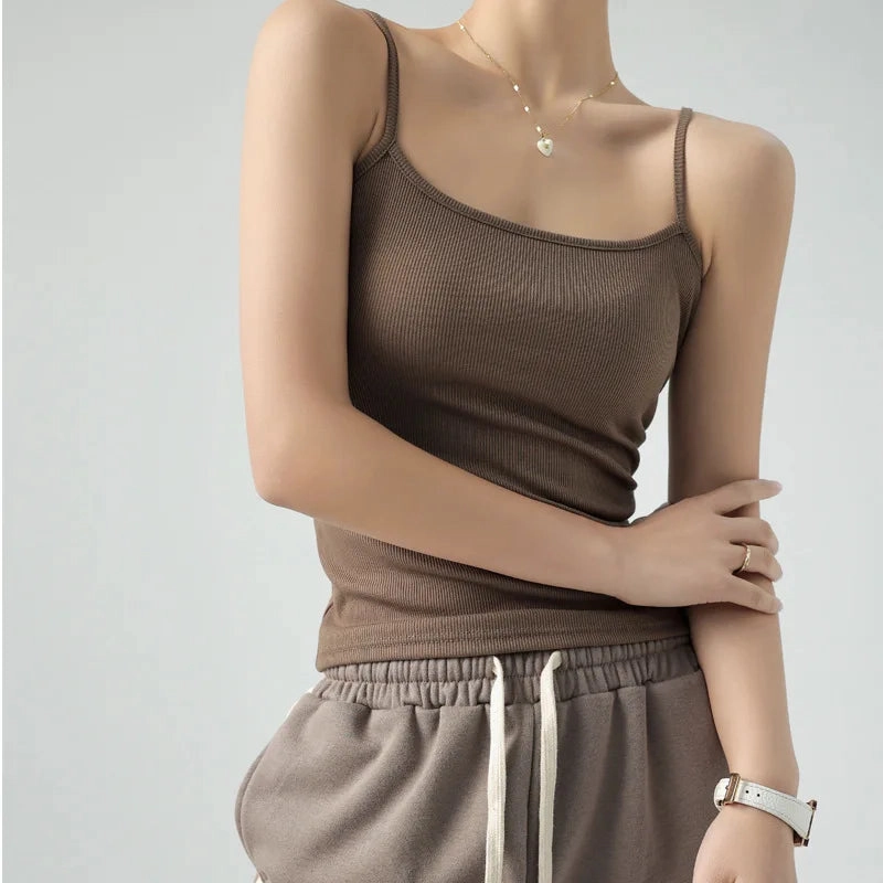 DOIAESKV Summer Basic Tanks Spaghetti Strap Camisole Tops for Women