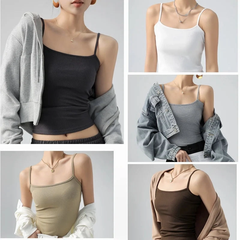 DOIAESKV Summer Basic Tanks Spaghetti Strap Camisole Tops for Women