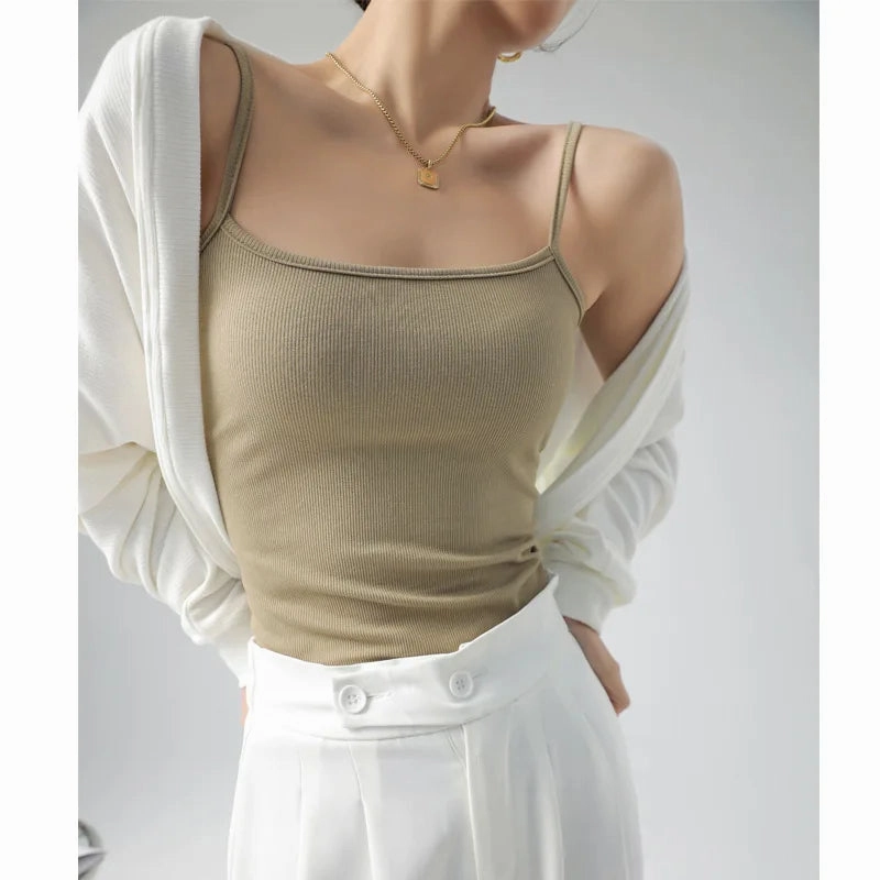 DOIAESKV Summer Basic Tanks Spaghetti Strap Camisole Tops for Women