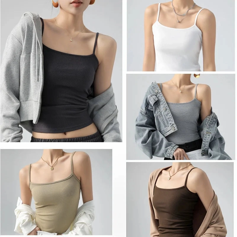 DOIAESKV Summer Basic Tanks Spaghetti Strap Camisole Tops for Women