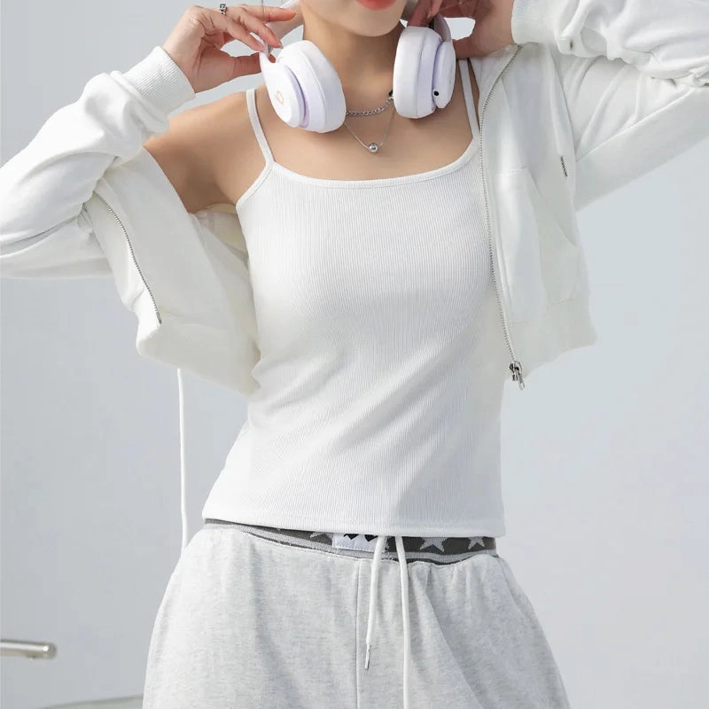 DOIAESKV Summer Basic Tanks Spaghetti Strap Camisole Tops for Women