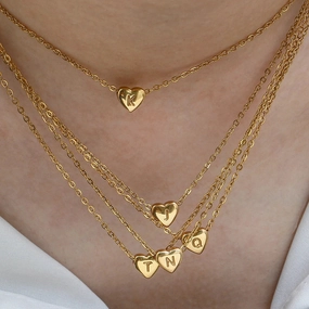 E.B.belle Minimalist Small Love Initial Necklace Jewelry 18k Gold Plated Heart Pendant for Elegant Personal Touch
