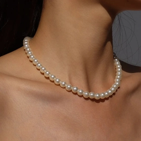 Elegant Big Pearl Choker Necklace For Women Trend Wedding Party Jewelry Imitation Pearl X0172