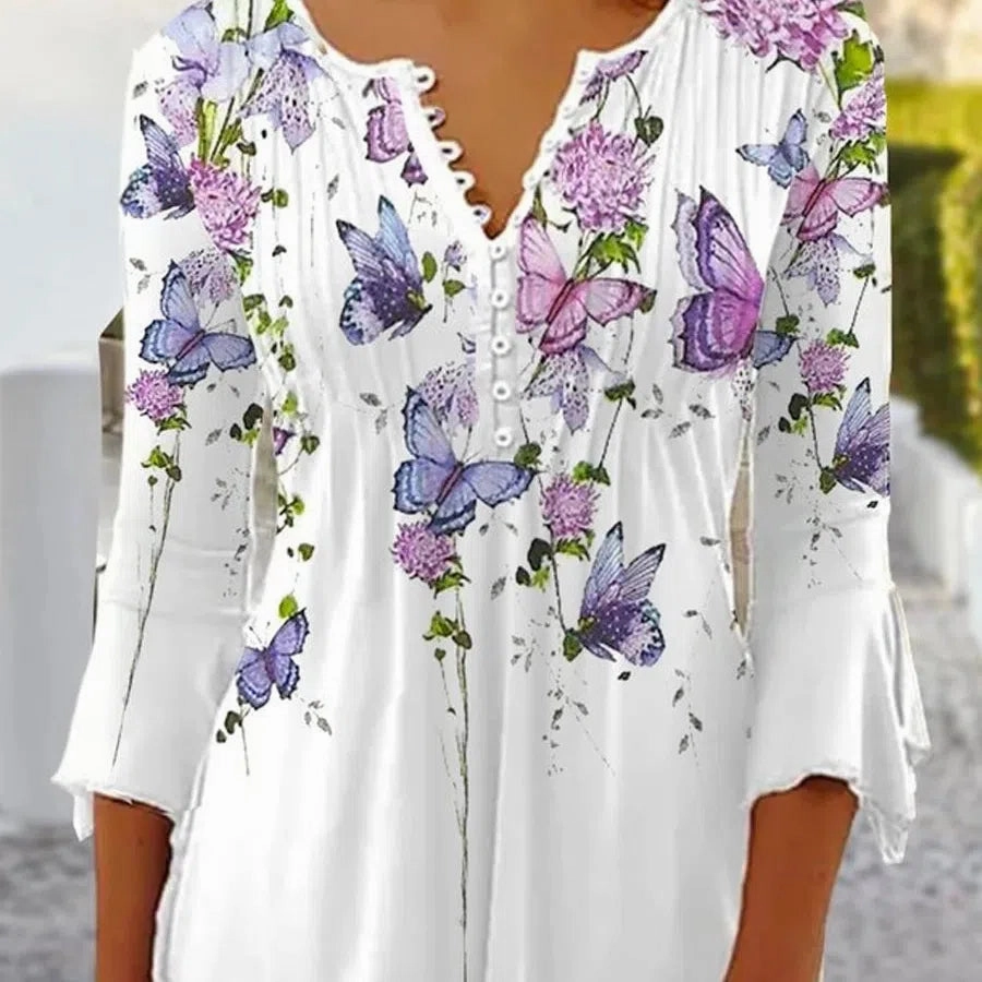 Elegant Casual Long Sleeve Women's Shirt - Stylish Print Top for Weekend and Holiday Wear