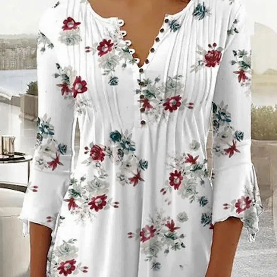 Elegant Casual Long Sleeve Women's Shirt - Stylish Print Top for Weekend and Holiday Wear