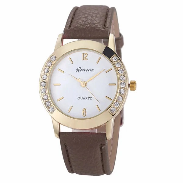 Elegant Geneva Fashion Women Watches Leather Band Quartz
