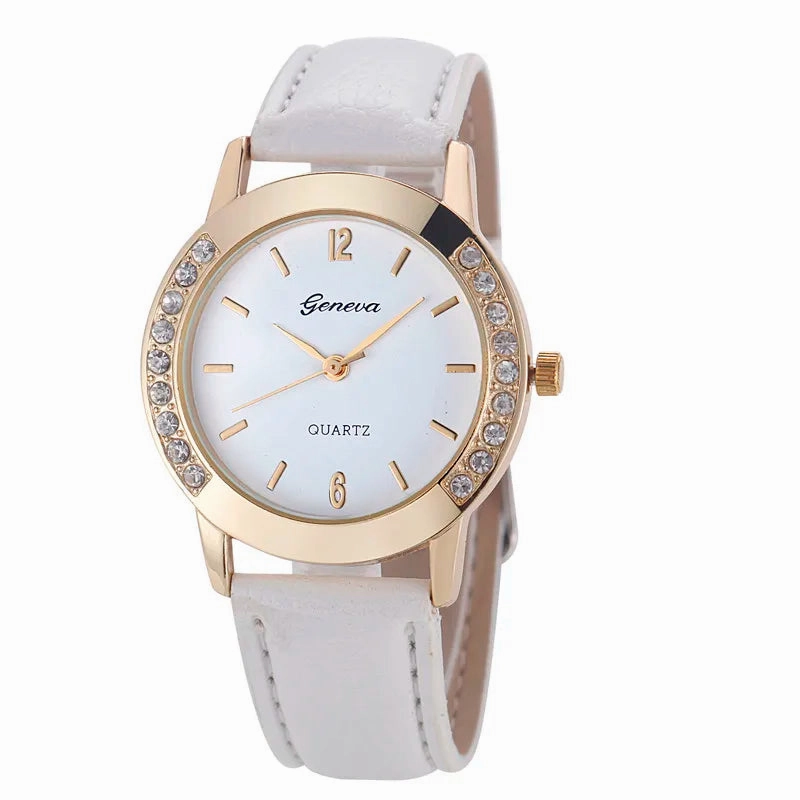 Elegant Geneva Fashion Women Watches Leather Band Quartz