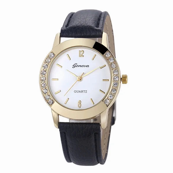 Elegant Geneva Fashion Women Watches Leather Band Quartz