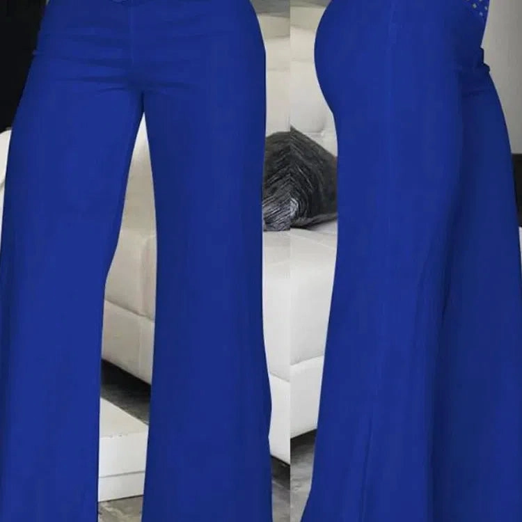 Elegant High Waist Flared Women Pants with Sheer Mesh Patch