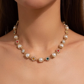 Elegant Imitation Pearl Beads Choker Necklace for Women