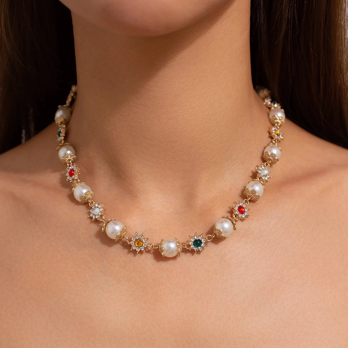 Elegant Imitation Pearl Beads Choker Necklace for Women