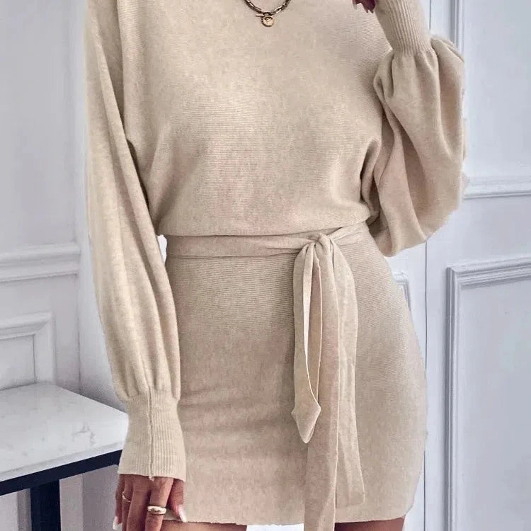 Elegant Long Sleeve Bodycon Dress Women Boat Neck Style