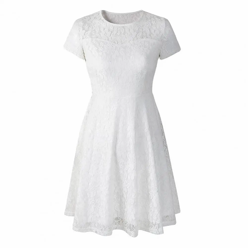 Elegant Plus Size Summer Mini Dress A-line Round Neck Style