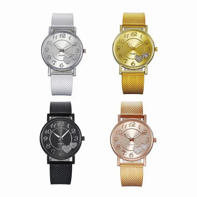 Elegant Rose Gold Heart Dial Watch for Women Waterproof Luxury