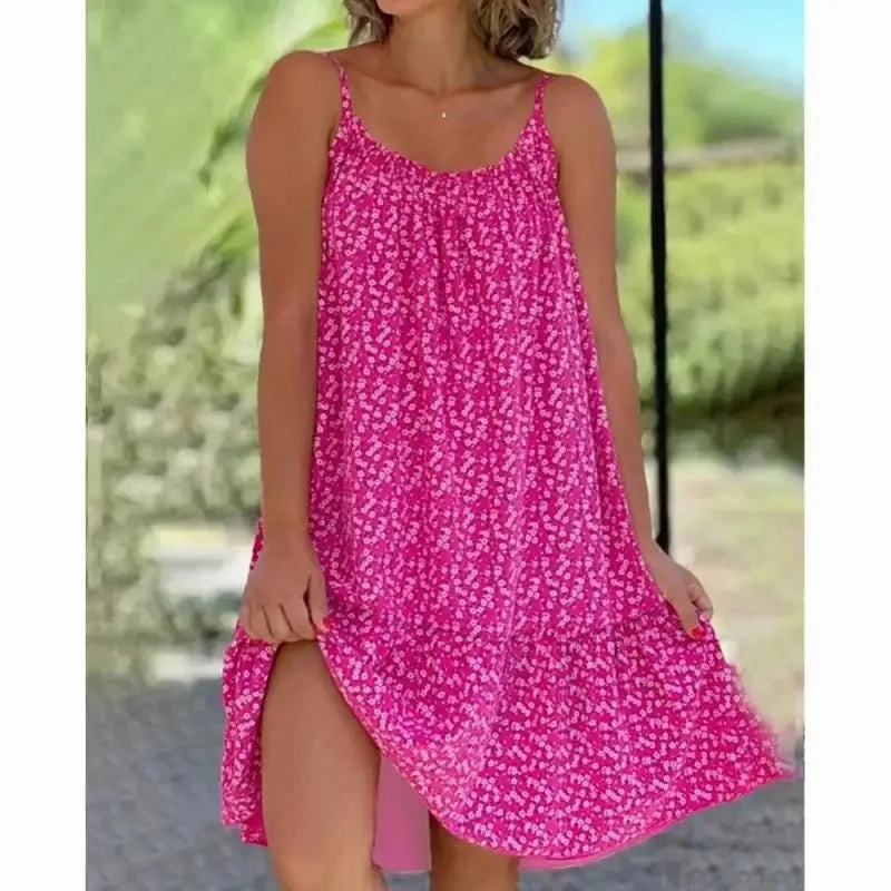 Elegant Shattered Causal O Neck Women Floral Print Dress