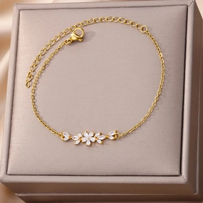 Elegant Zircon Flowers Bracelet For Women Charm Jewelry