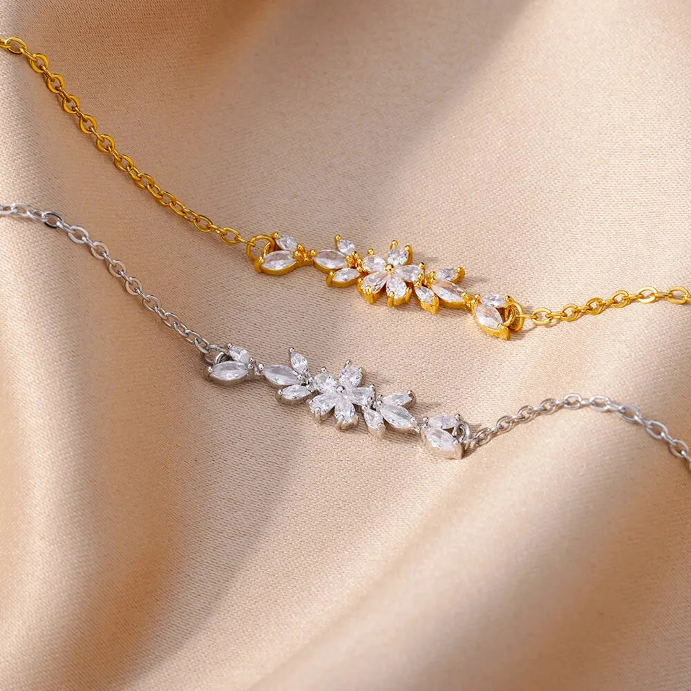 Elegant Zircon Flowers Bracelet For Women Charm Jewelry