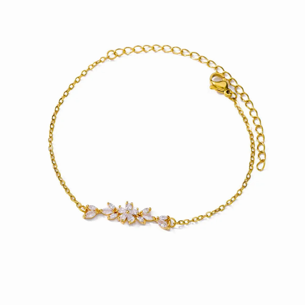 Elegant Zircon Flowers Bracelet For Women Charm Jewelry