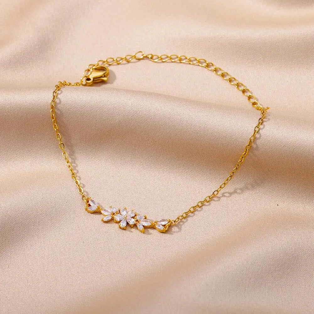 Elegant Zircon Flowers Bracelet For Women Charm Jewelry