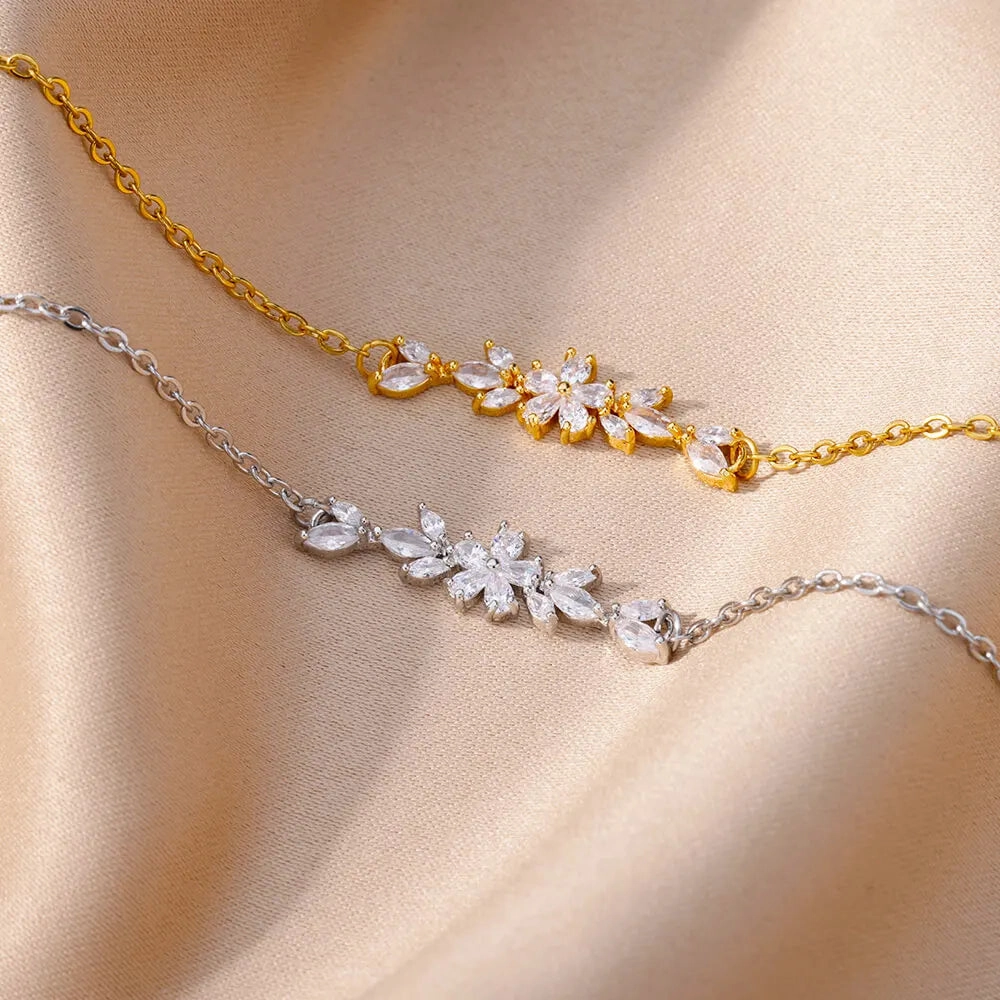 Elegant Zircon Flowers Bracelet For Women Charm Jewelry
