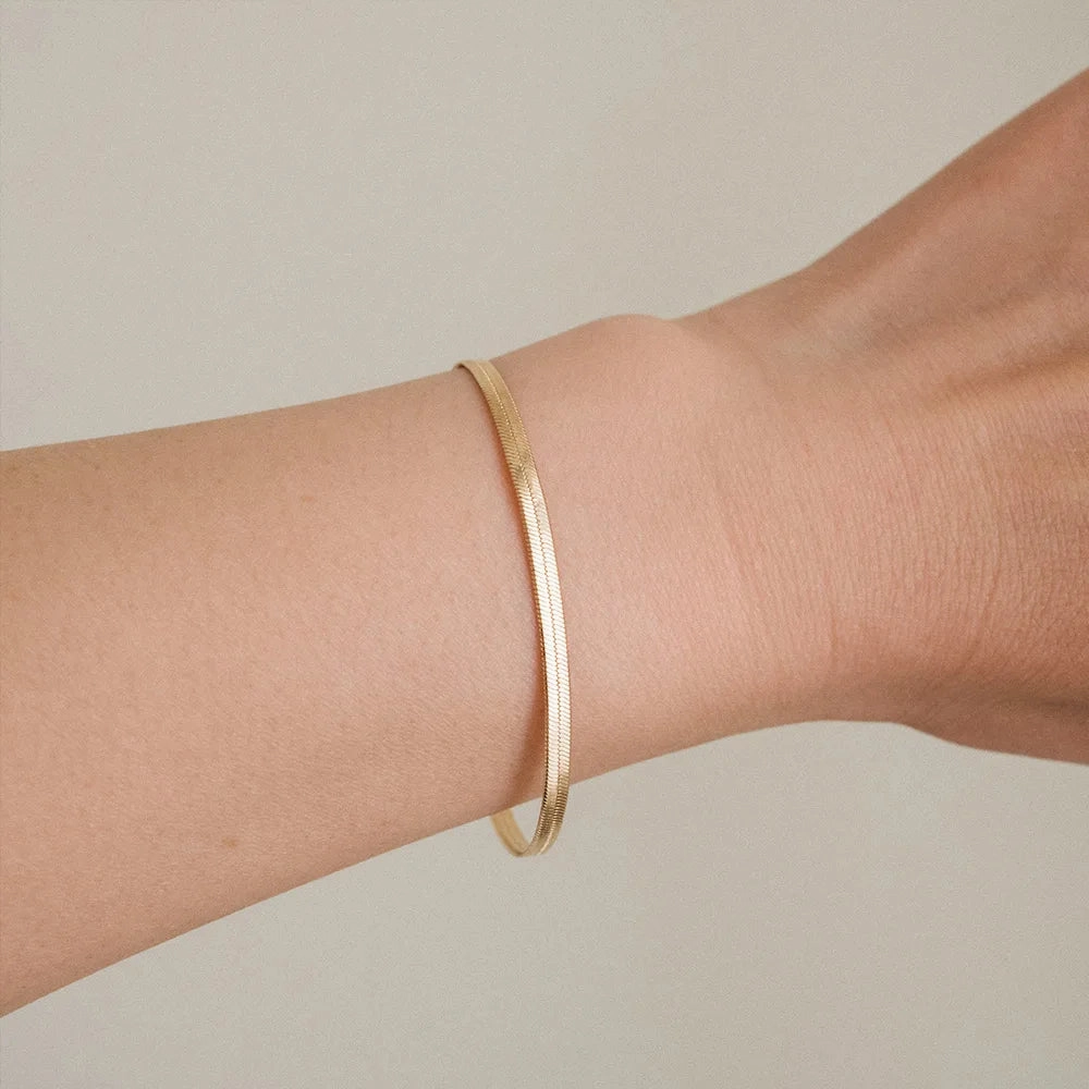 eManco Women Trend Classic Snake Chain Bracelet Gold Color Width 2/3/4/5MM Stainless Steel Chain Bracelet For Women Jewelry Gift