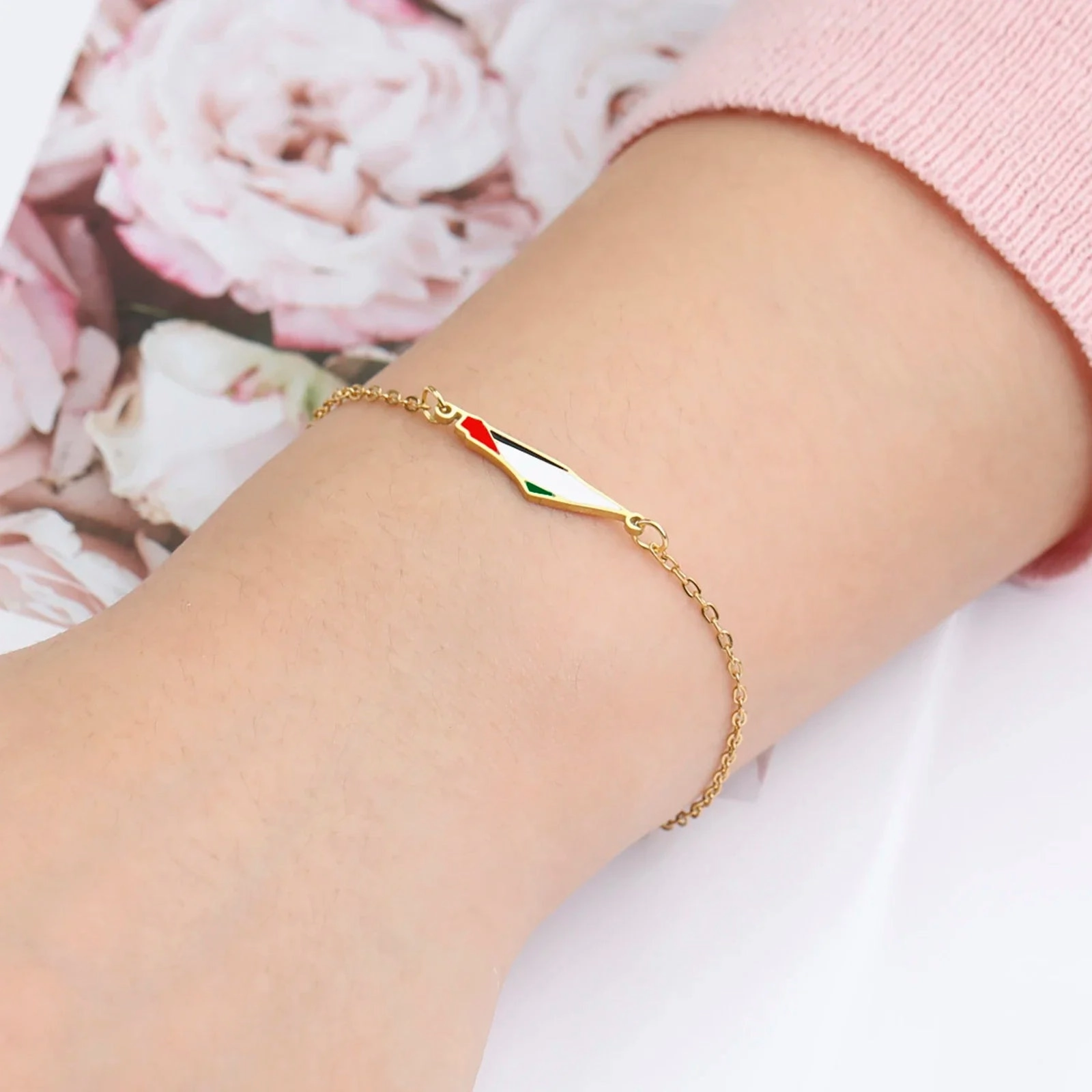 Enamel Palestine Map Charm Bracelets for Women Men Jewelry