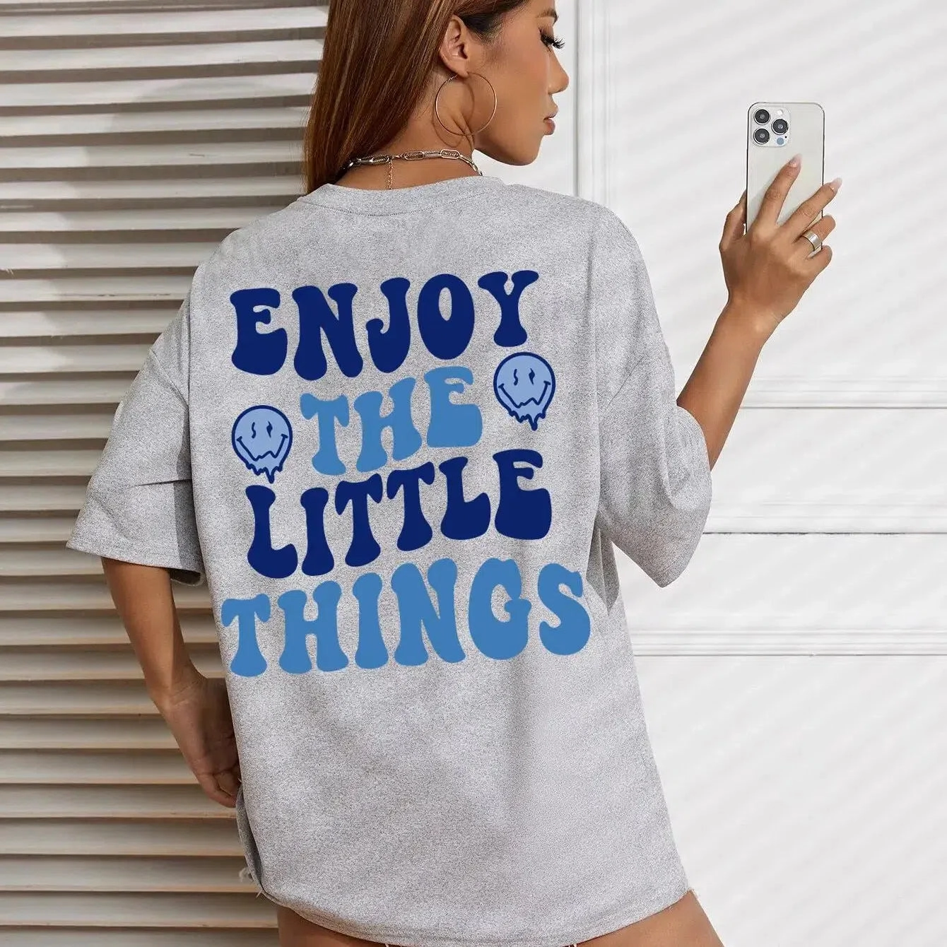 Enjoy The Little Things Slogan Letter Printed Women T-Shirts