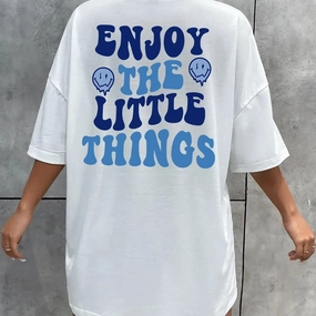 Enjoy The Little Things Slogan Letter Printed Women T-Shirts