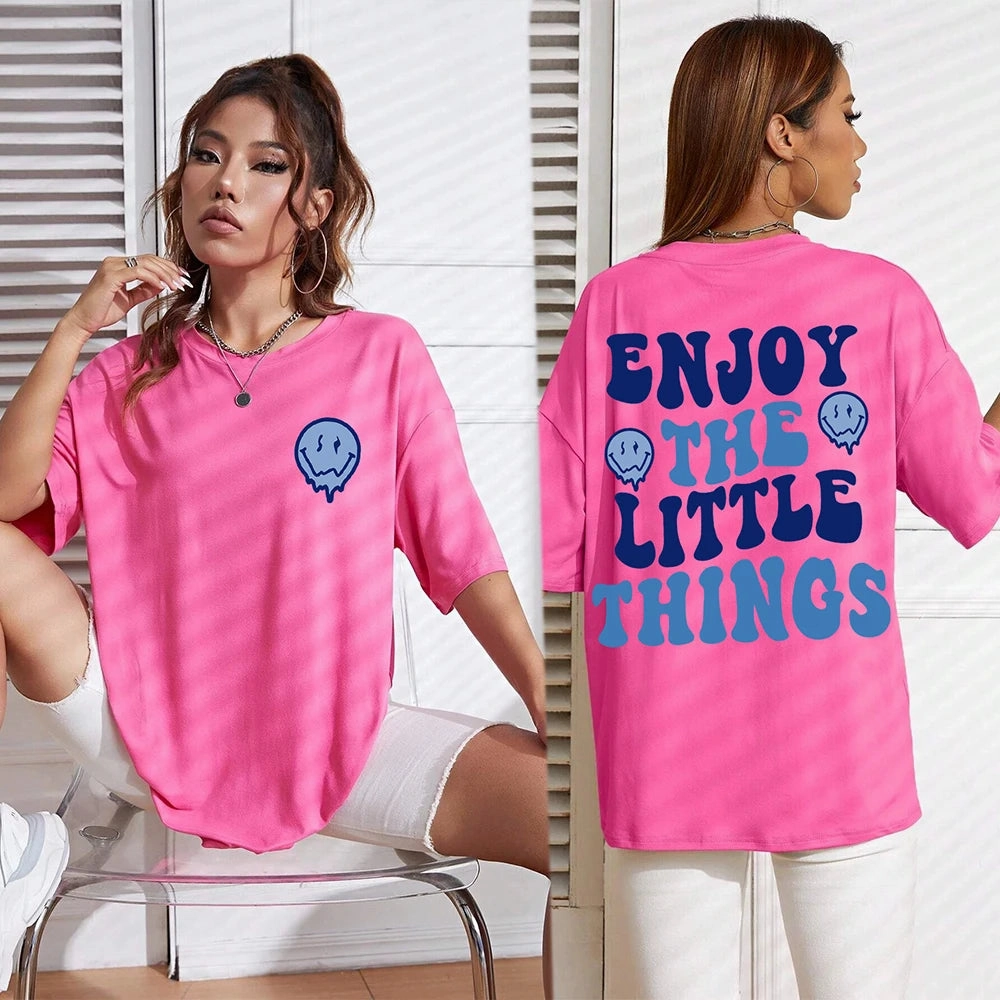Enjoy The Little Things Slogan Letter Printed Women T-Shirts